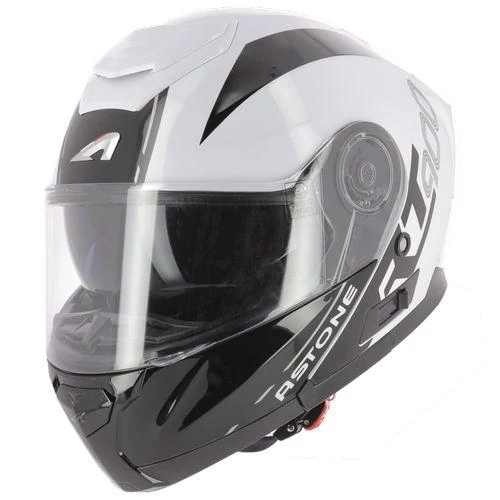 Astone Rt900 Stripe, Felnyitható motoros bukósisak, Fehér/Fekete (OUTLET)