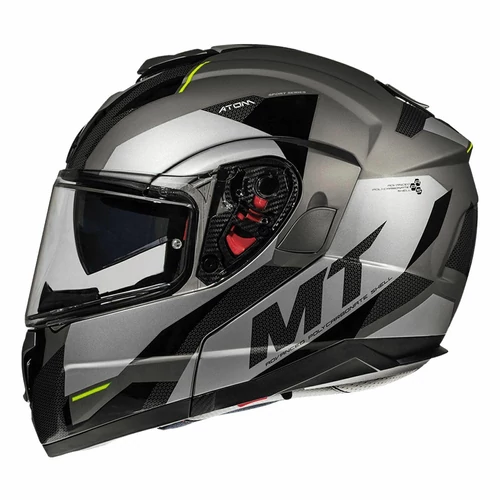 MT Helmets Atom SV Transcend E2 Fényes Matt Szürke Felnyitható Motoros Bukósisak